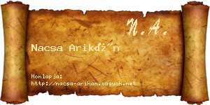 Nacsa Arikán névjegykártya